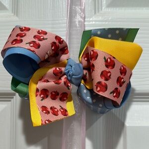 Matilda Jane Colorful Kids Bow with Apple Print